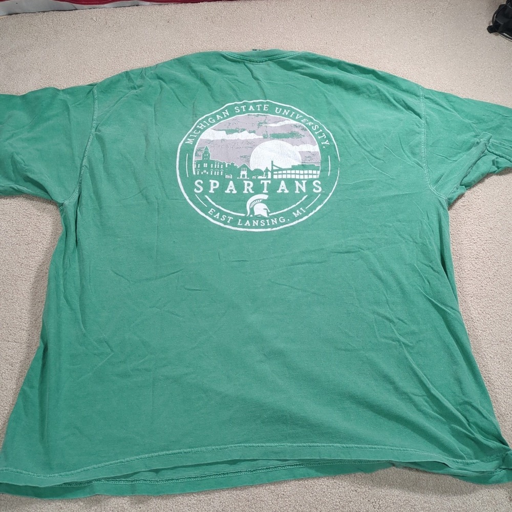 Michigan State MSU Spartans Comfort Colors Green T-Shirt Sz 3XL